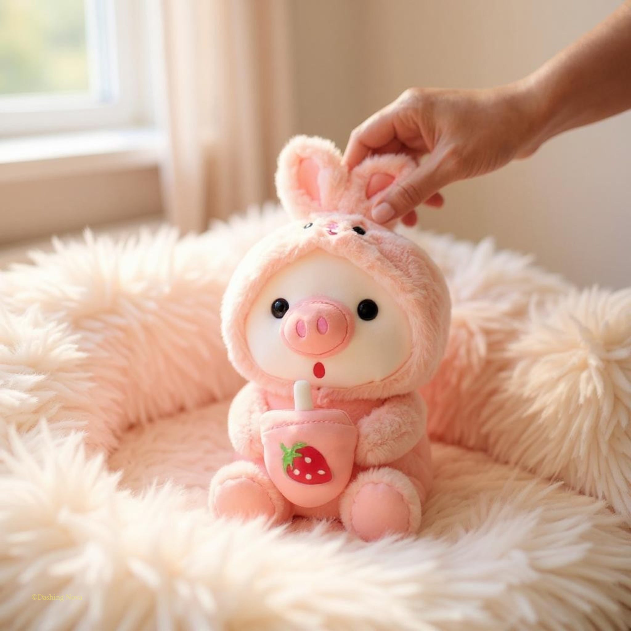 Boba Pig Plush Stuffed Animal — Kawaii Bubble Tea Piggy Gift