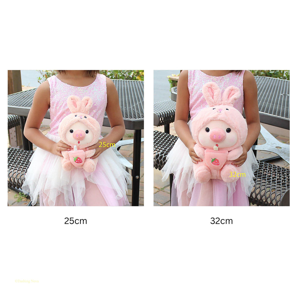 Boba Pig Plush Stuffed Animal — Kawaii Bubble Tea Piggy Gift
