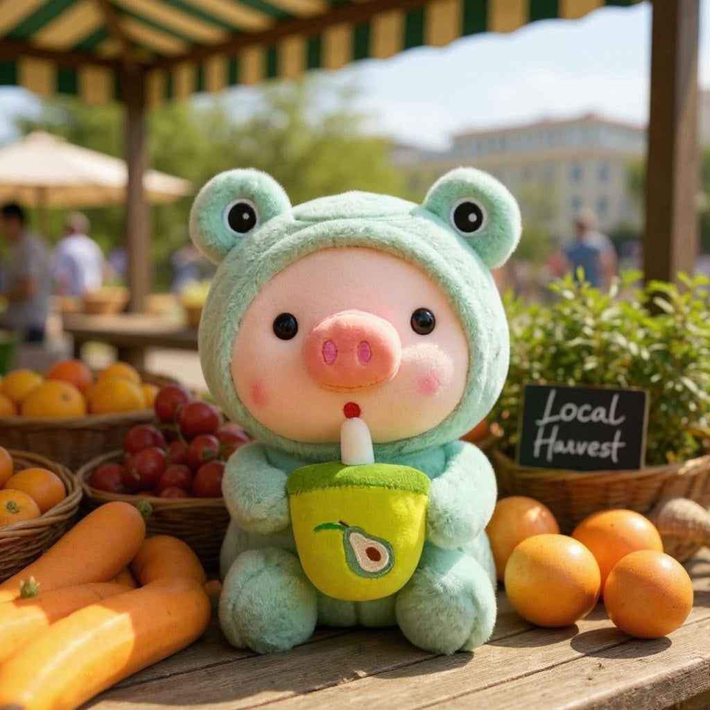 Boba Pig Plush Stuffed Animal — Kawaii Bubble Tea Piggy Gift