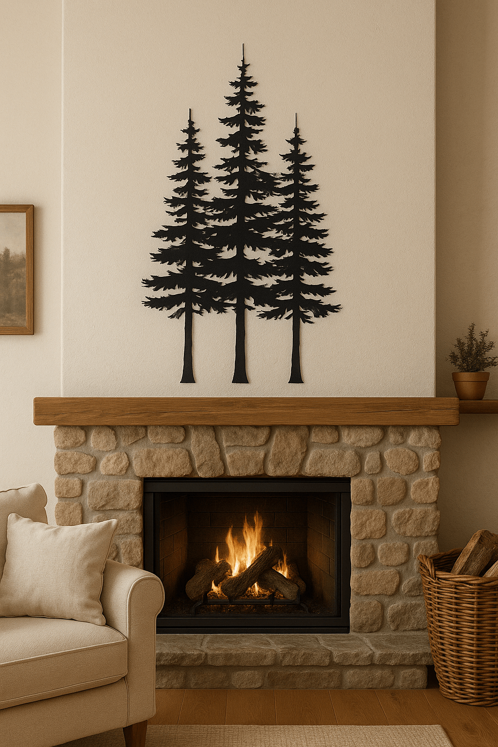 Fir Tree Trio Metal Wall Art — Handcrafted 16-Gauge Steel Nature Decor