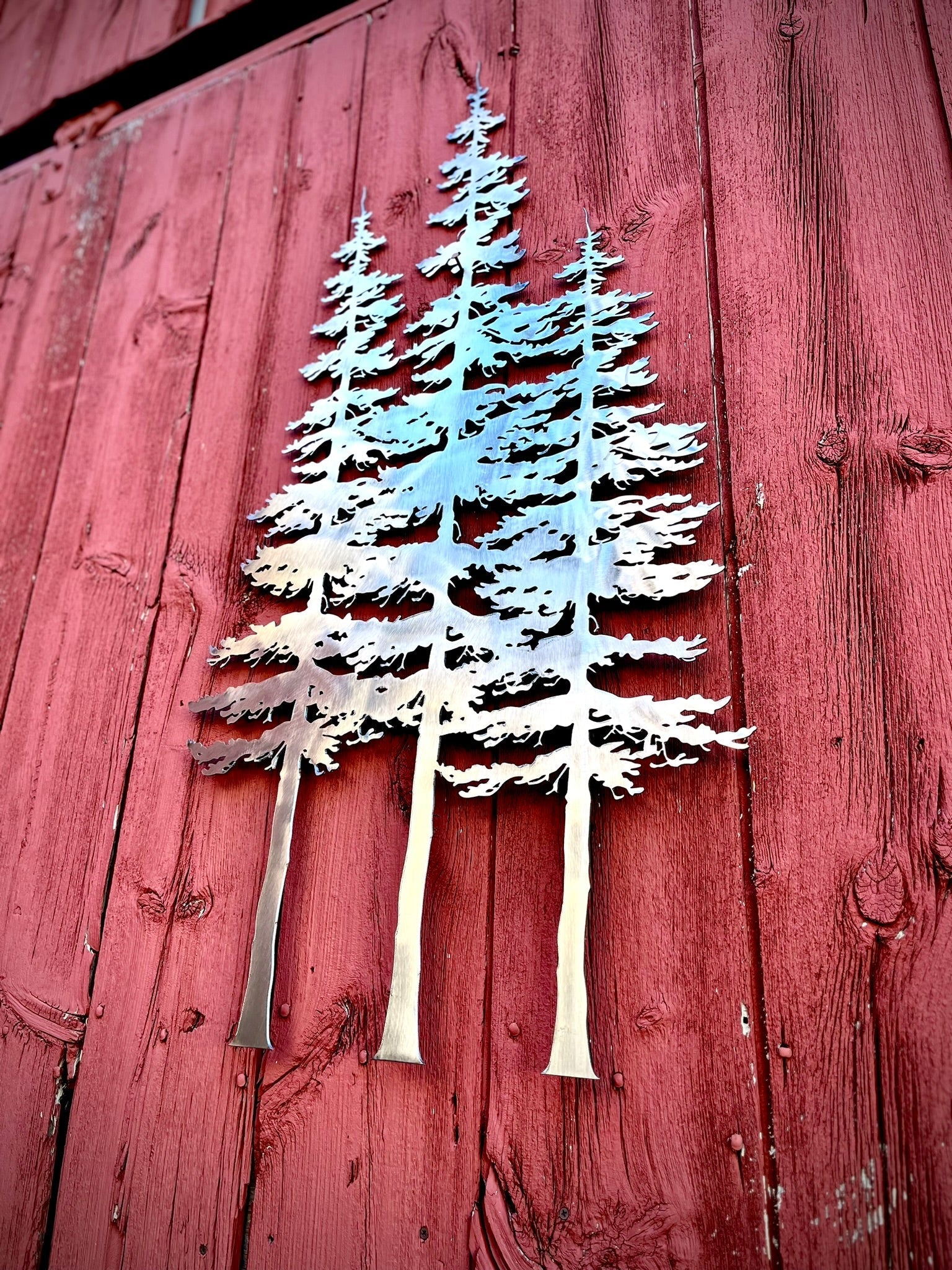 Fir Tree Trio Metal Wall Art — Handcrafted 16-Gauge Steel Nature Decor