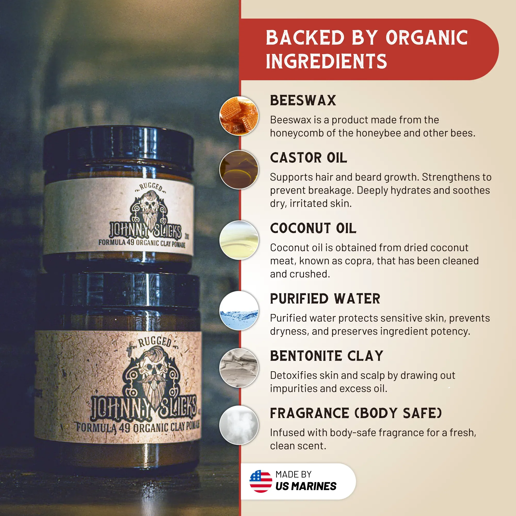 Formula 49 Organic Clay Pomade — Made by US Marines
