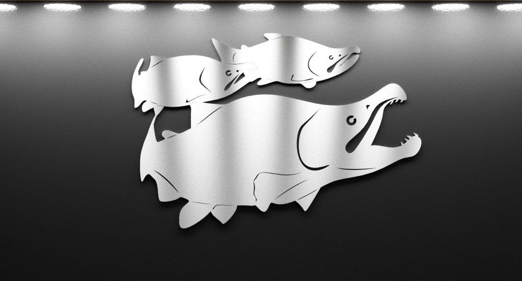 Steel School of Sockeye Salmon Wall Art — Handcrafted Reclaimed Steel
