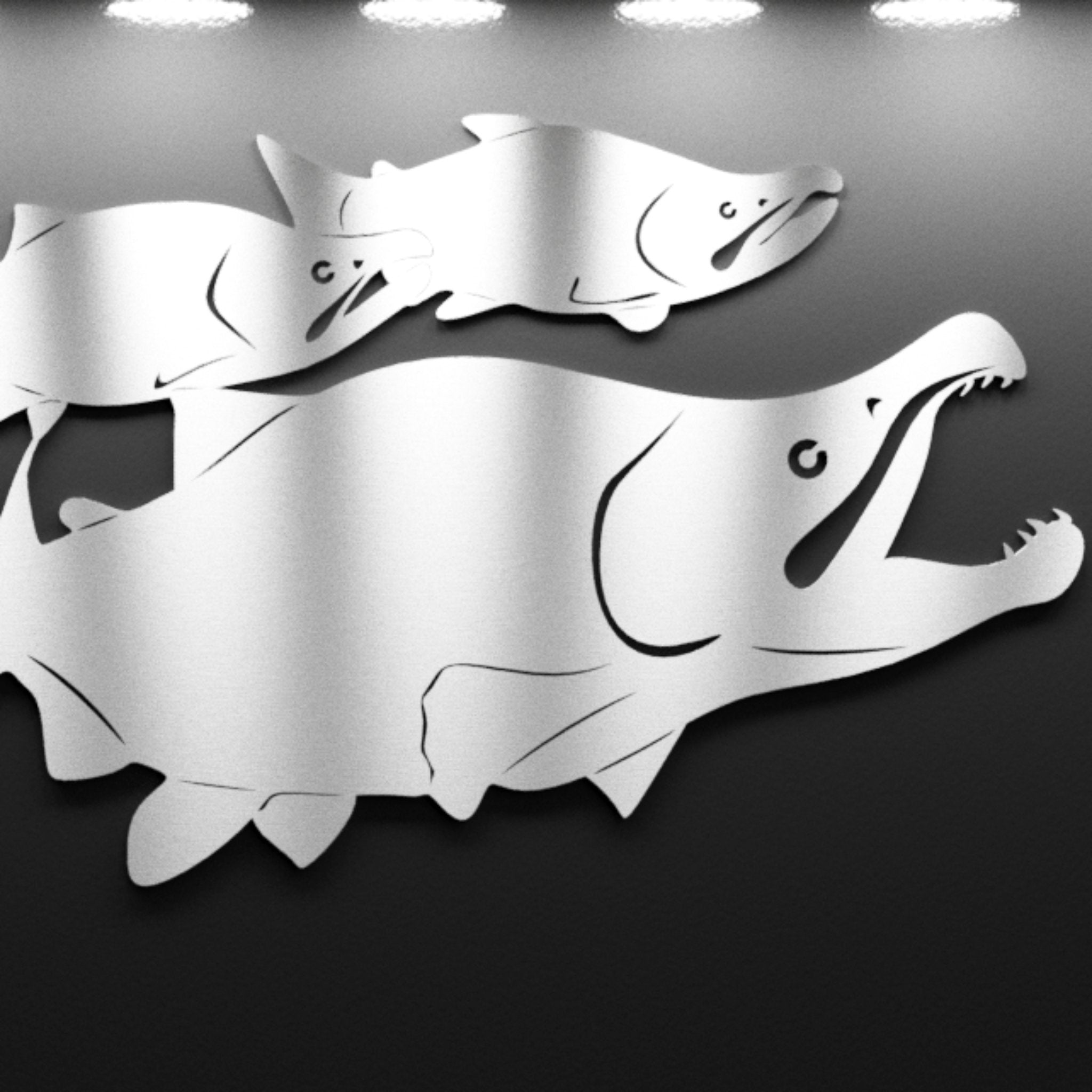 Steel School of Sockeye Salmon Wall Art — Handcrafted Reclaimed Steel