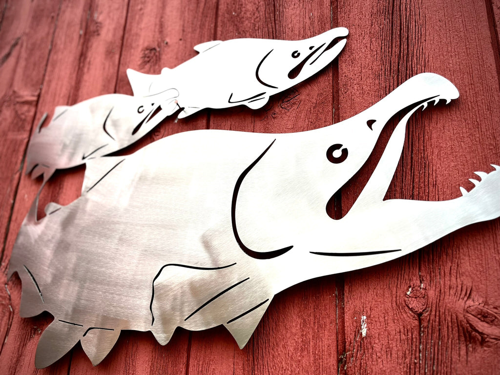 Steel School of Sockeye Salmon Wall Art — Handcrafted Reclaimed Steel