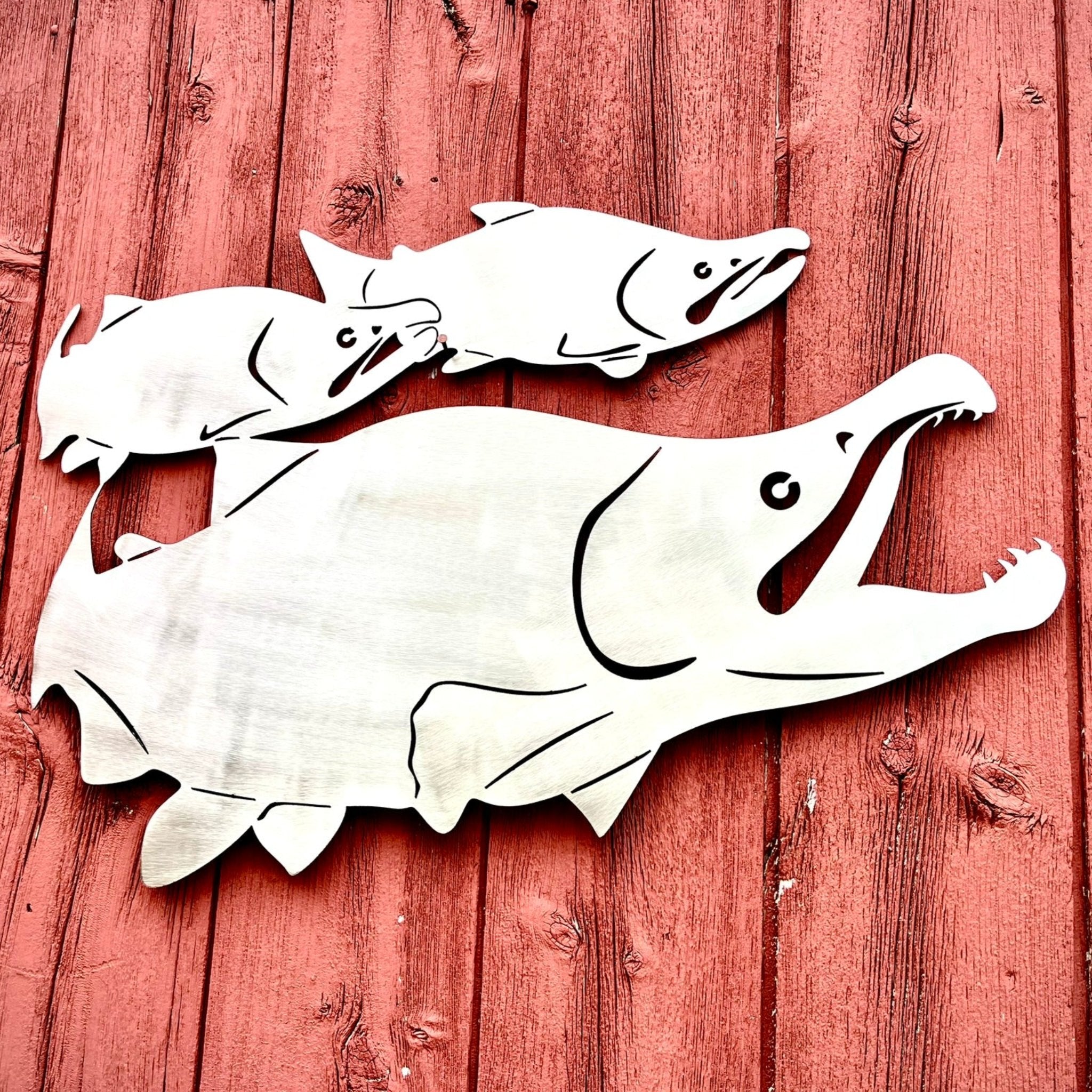 Steel School of Sockeye Salmon Wall Art — Handcrafted Reclaimed Steel
